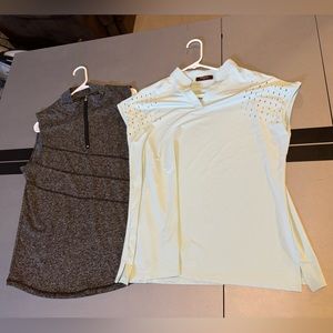 2 Women’s Athletic Collared Tops Size XL